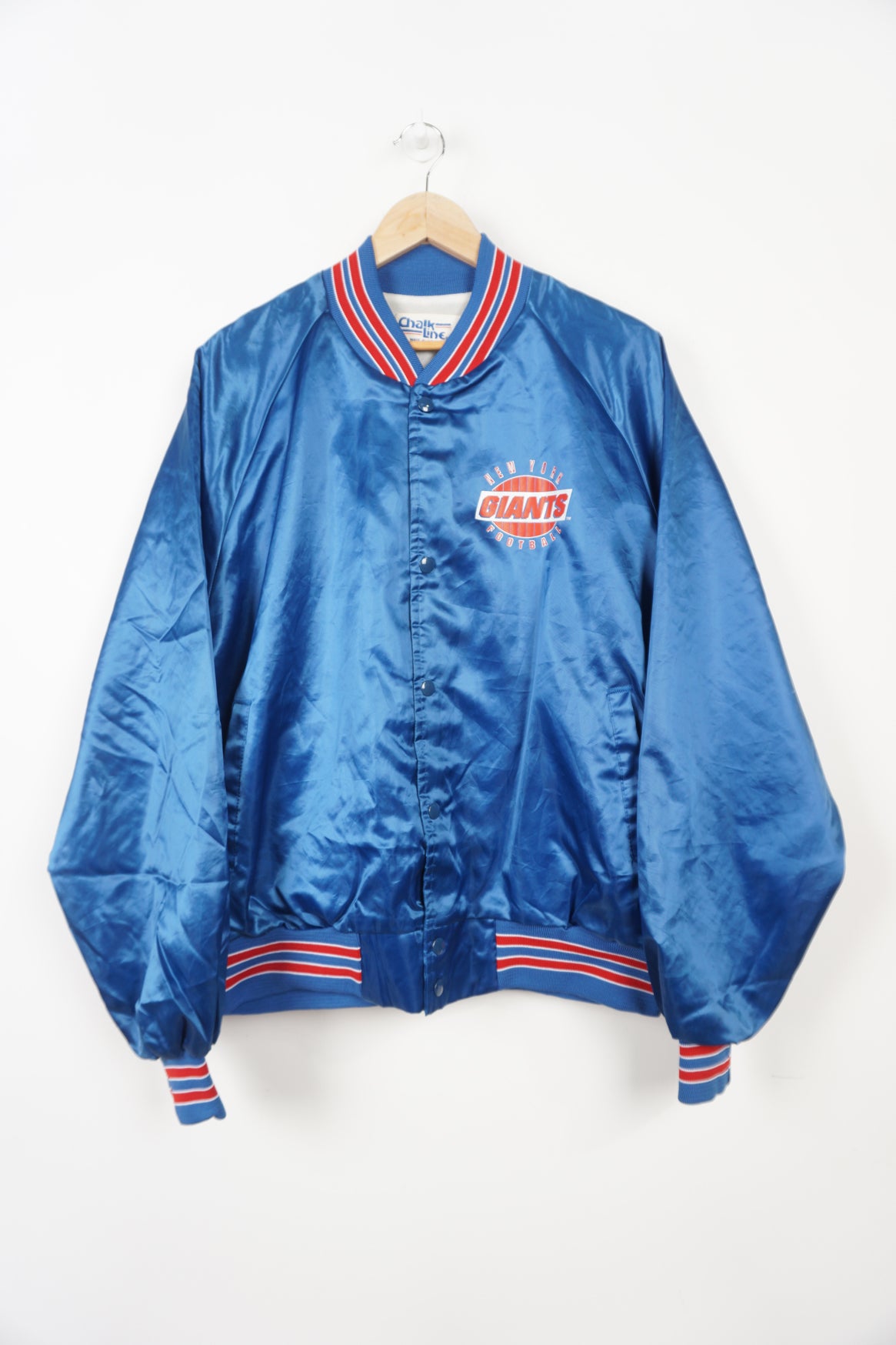 Vintage 1980's New York Giants Chalk Line Satin Bomber Jacket Size