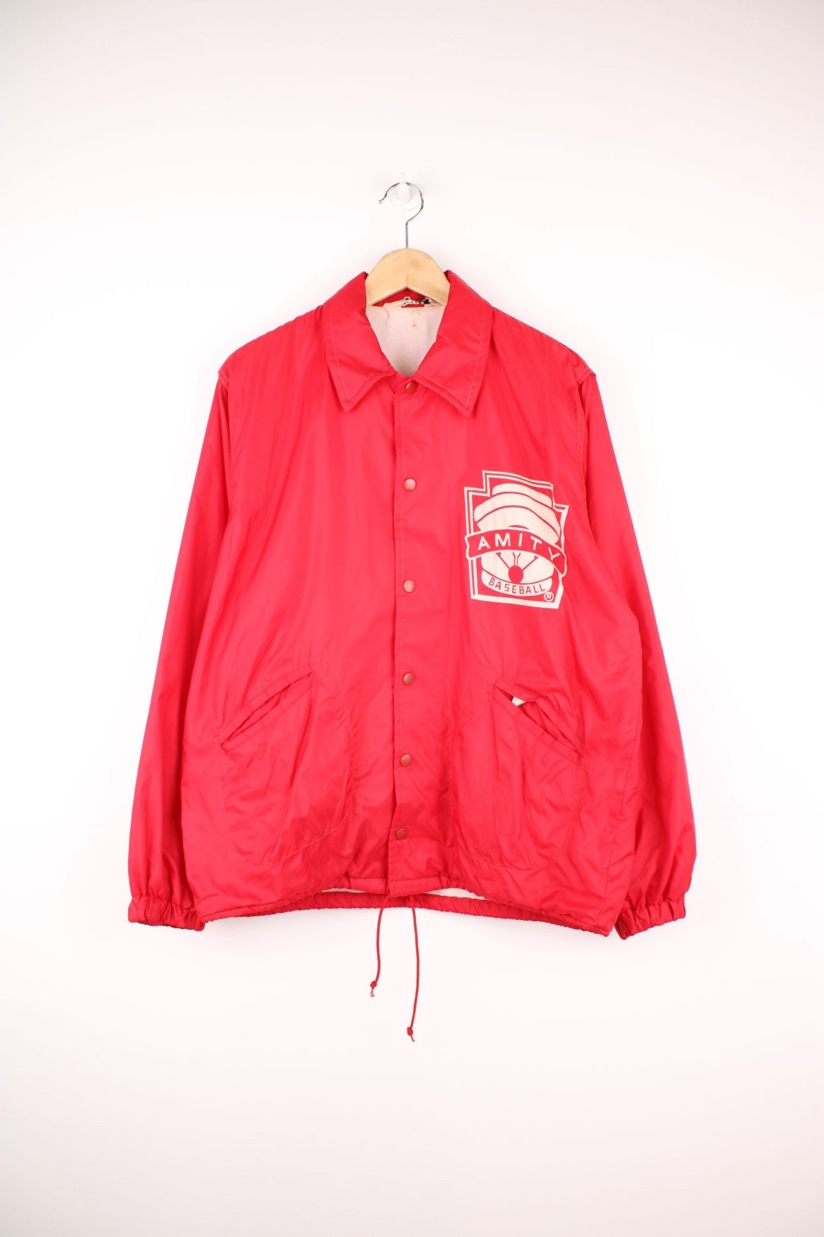 Vintage West Wind nylon coach jacket in red, features printed &