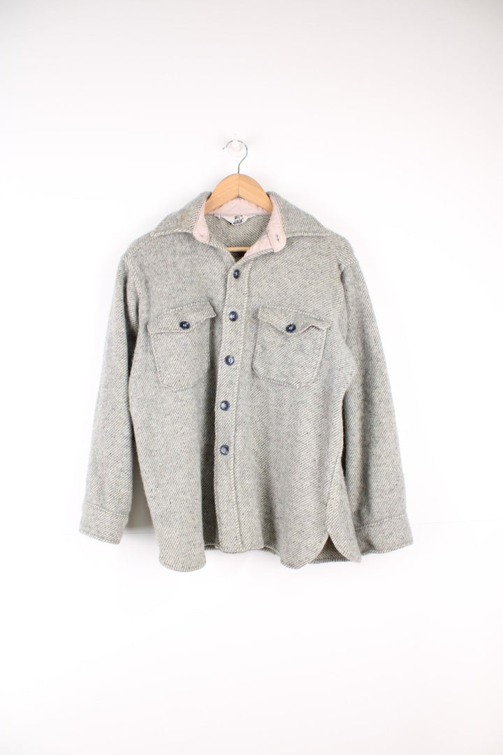 Vintage 80/90's Woolrich grey wool button up overshirt with double chest pockets 