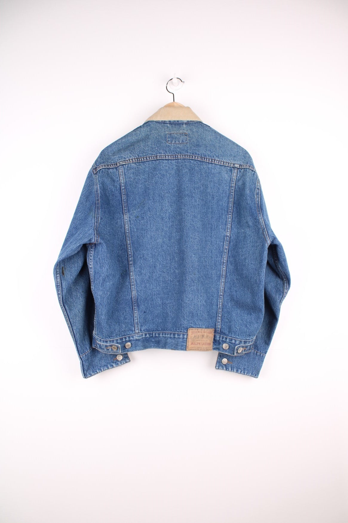 Ralph Lauren Country denim jacket with corduroy collar and applique. Four front pockets, with &