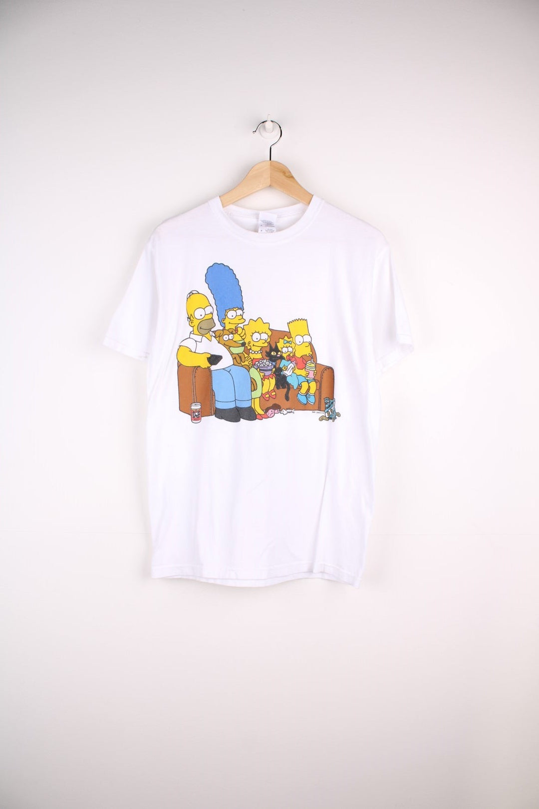 Vintage The Simpsons T-Shirt in a white colourway with graphic print on the front.