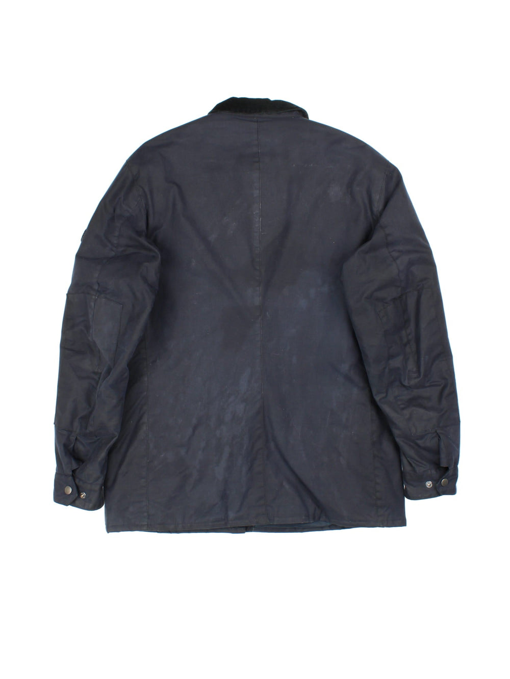 Barbour International Duke Jacket in a blue colourway, zips and buttons up, has multiple pockets, insulated with a quilted lining, and has the logo embroidered on the front and on the left sleeve.