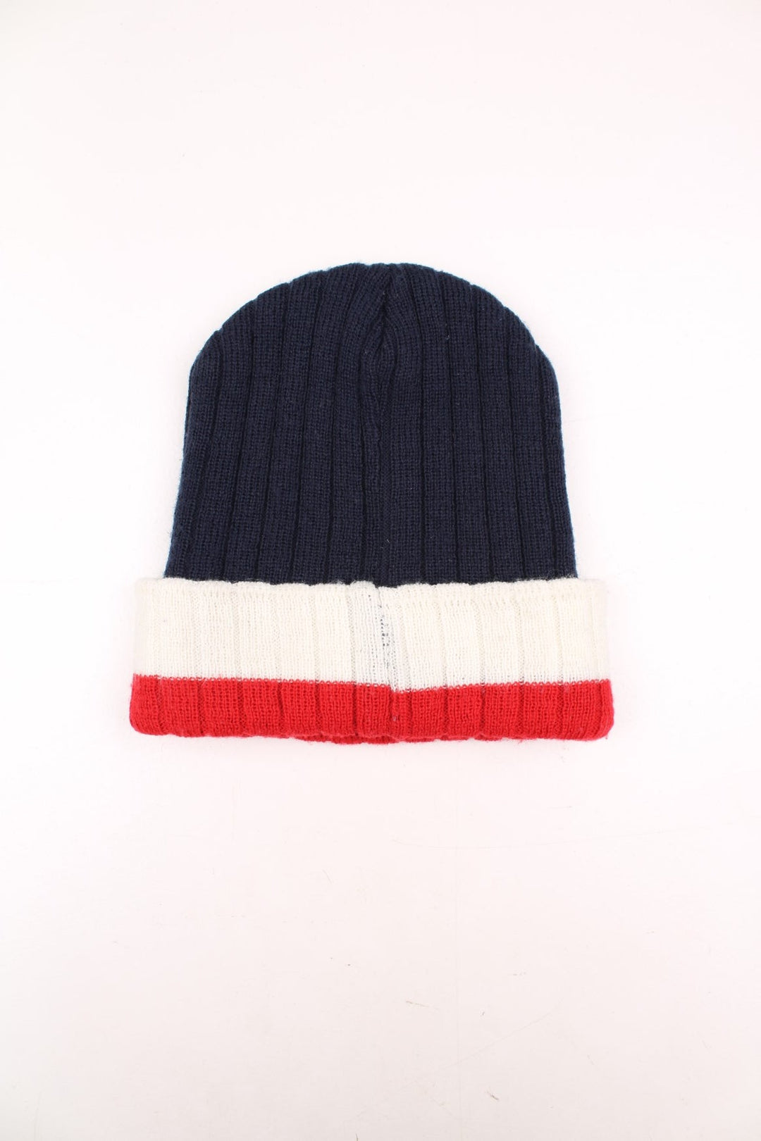 Fila red, white and blue beanie hat, features large embroidered spell-out branding on the front