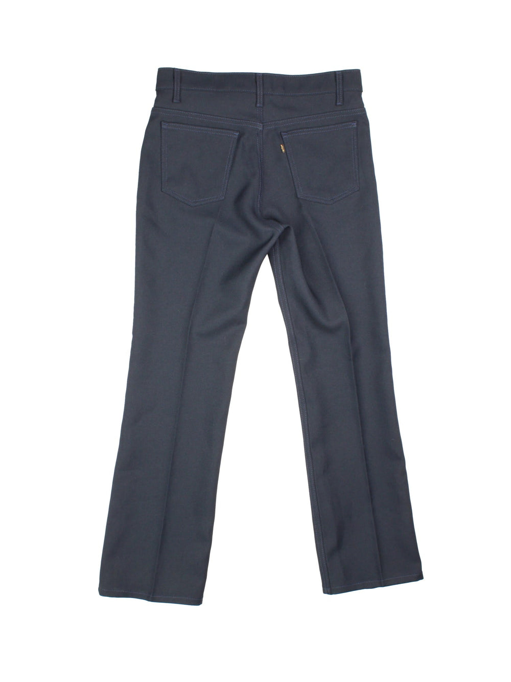 Levi Strauss 517 Sta-Prest black tab trousers in black wash with four pockets, zip and button closure, and a black tab on the back.