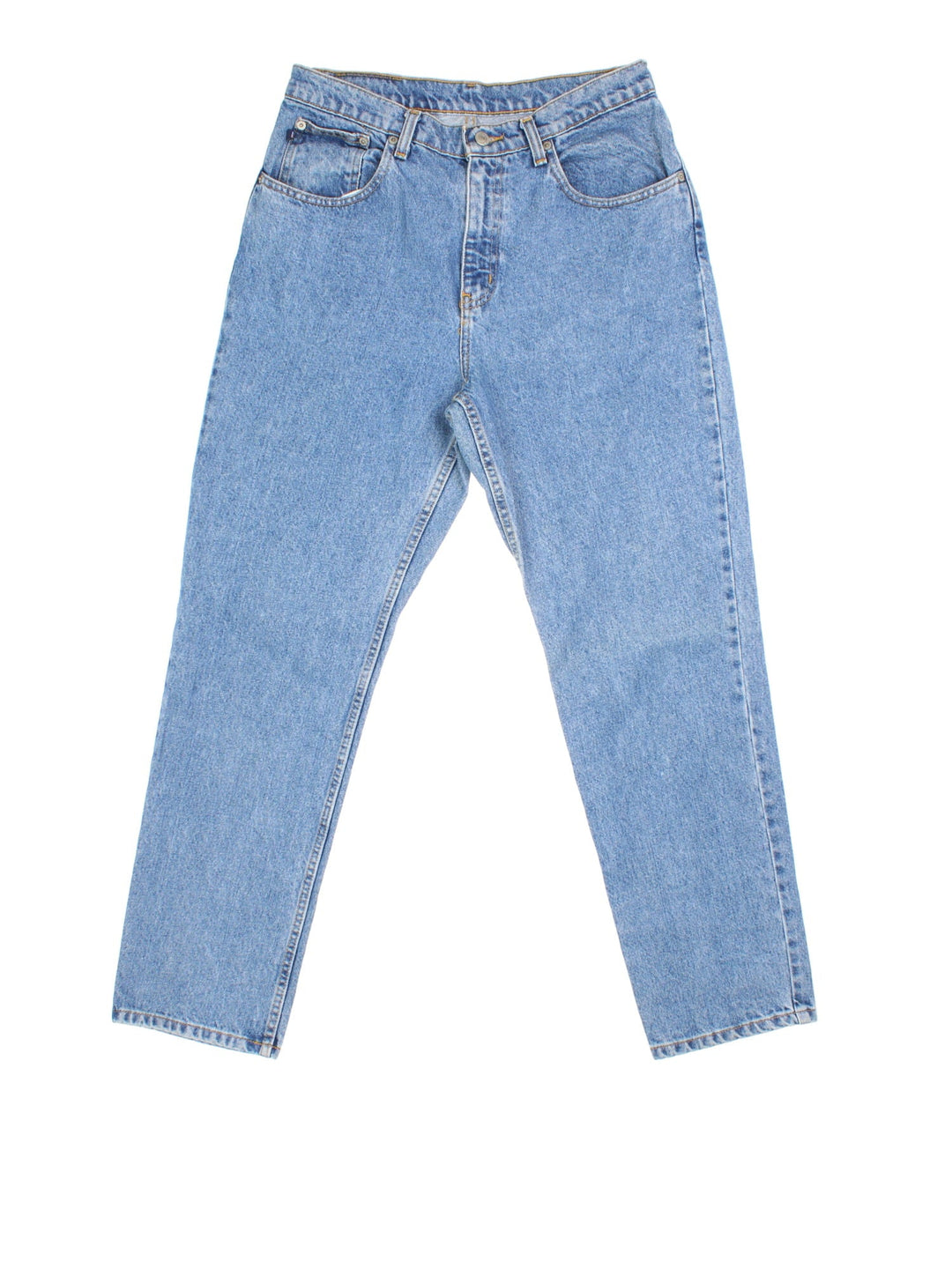 Ralph Lauren jeans in blue colourway. High waisted fit with zip up fly, straight leg and leather logo patch on the back.