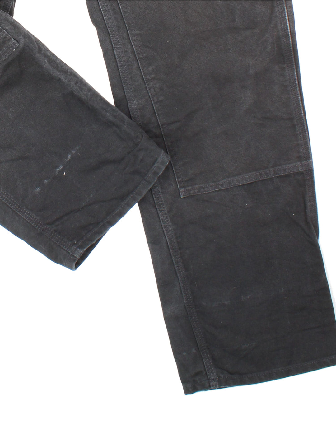 Carhartt Double Knee Jeans in black colourway with multiple pockets and the logo embroidered on the back.