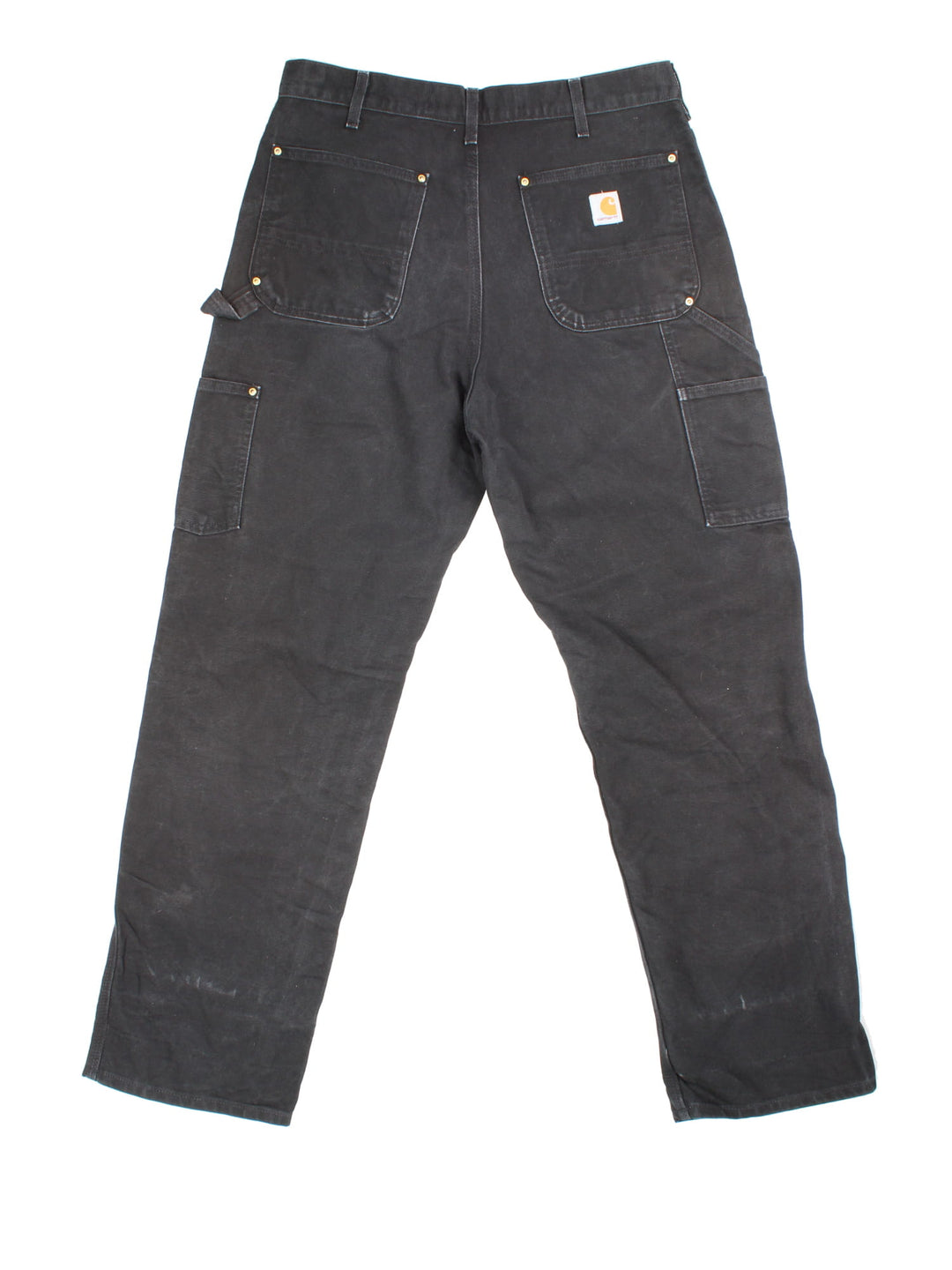 Carhartt Double Knee Jeans in black colourway with multiple pockets and the logo embroidered on the back.