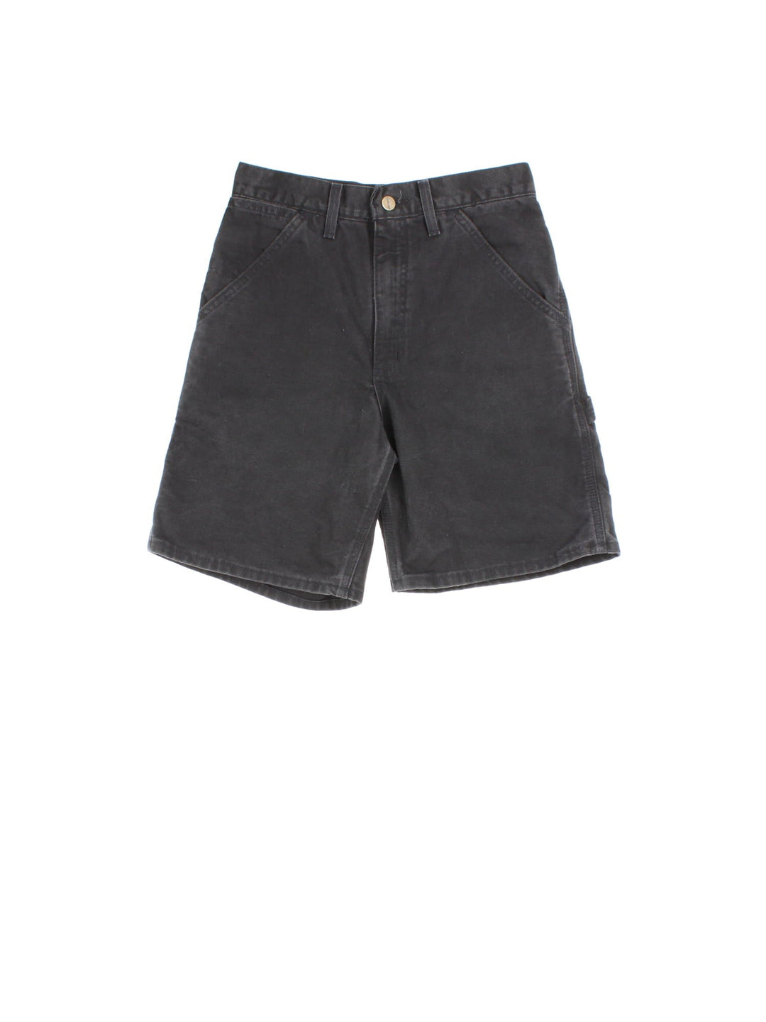 Carhartt Denim Shorts in black colourway with zip fly and leather logo on back pocket.