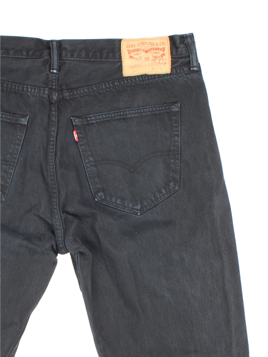 Levi Strauss jeans in black colourway with multiple pockets and the logo embroidered on the back.