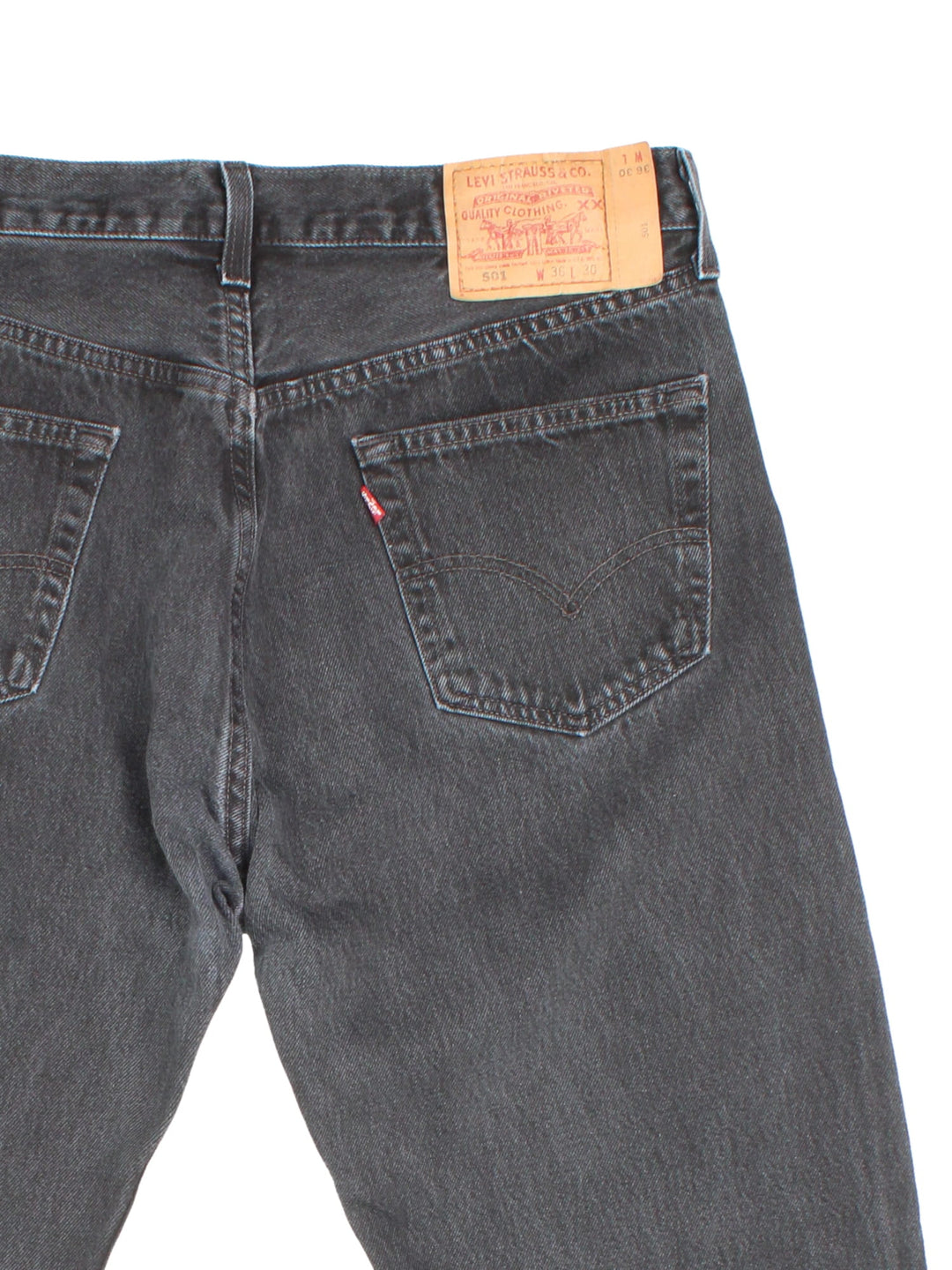 Levi Strauss jeans in black colourway with multiple pockets and the logo embroidered on the back.