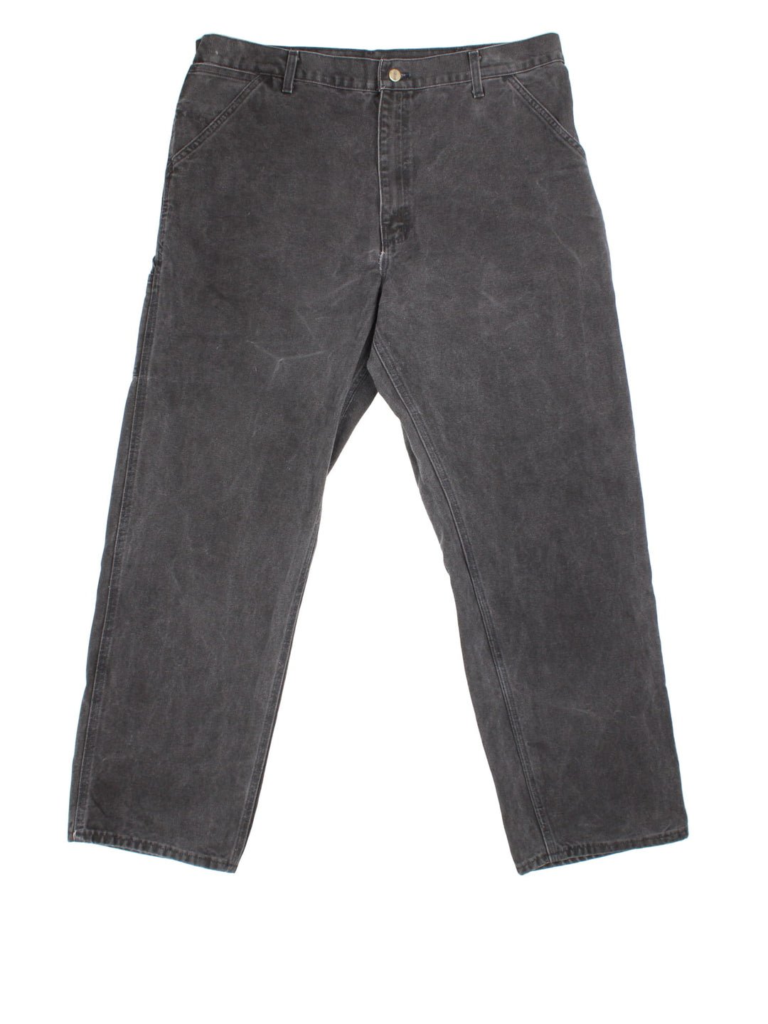 Carhartt Carpenter Jeans in a black colourway, with multiple pockets and leather logo on the back pocket.