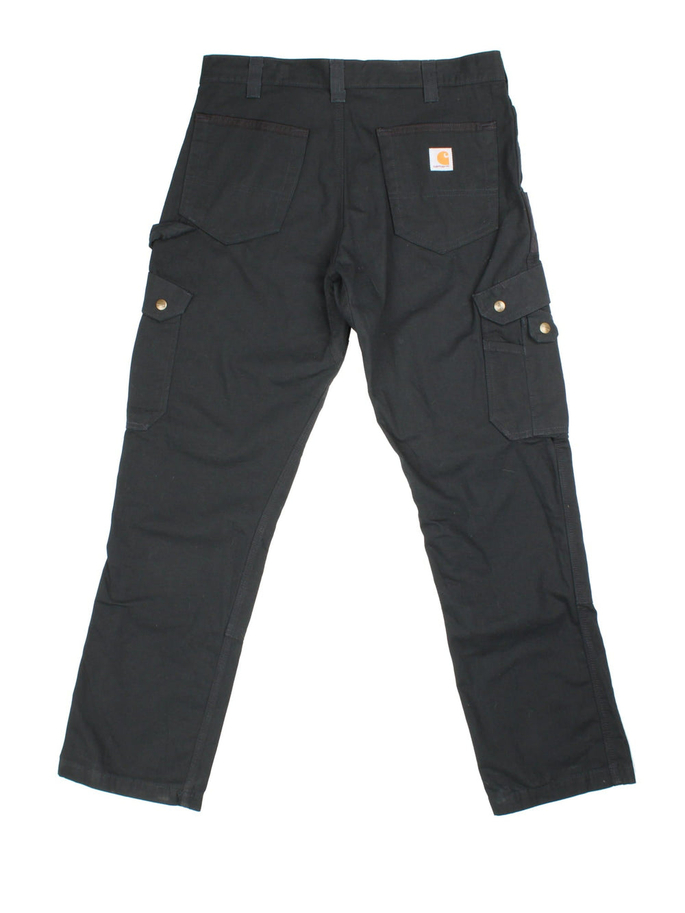 Carhartt Cargo Trousers in a black colourway, with multiple pockets and embroidered logo on the back pocket.