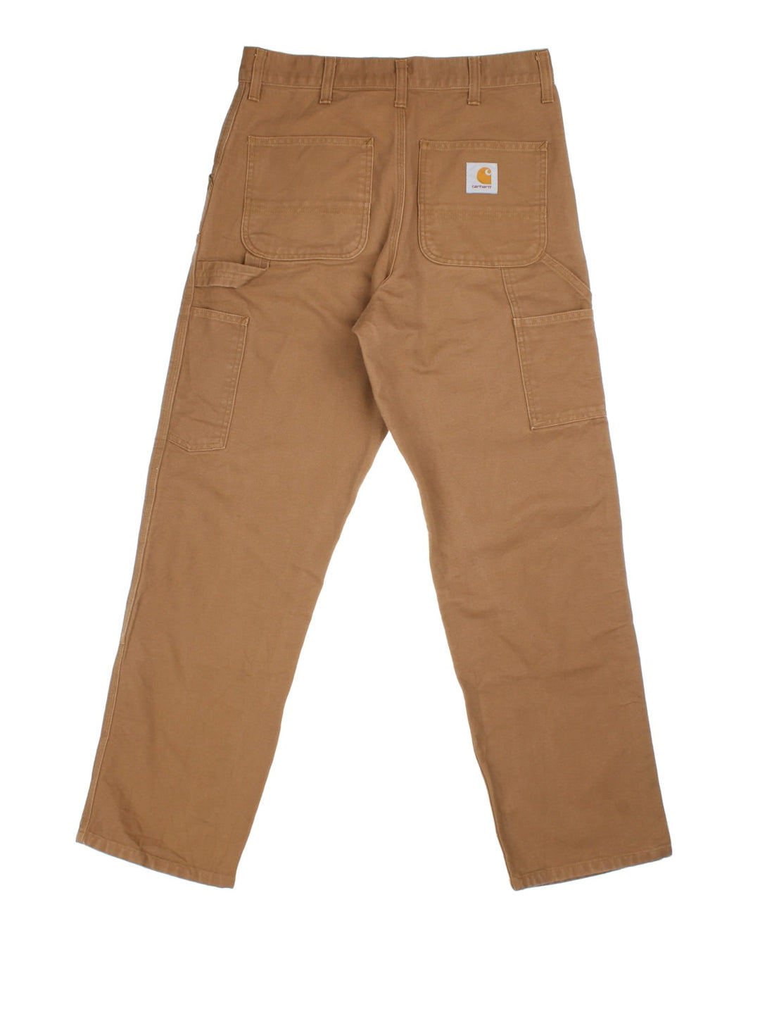 Carhartt Double Knee Jeans in a brown colourway, with multiple pockets and embroidered logo on the back pocket.