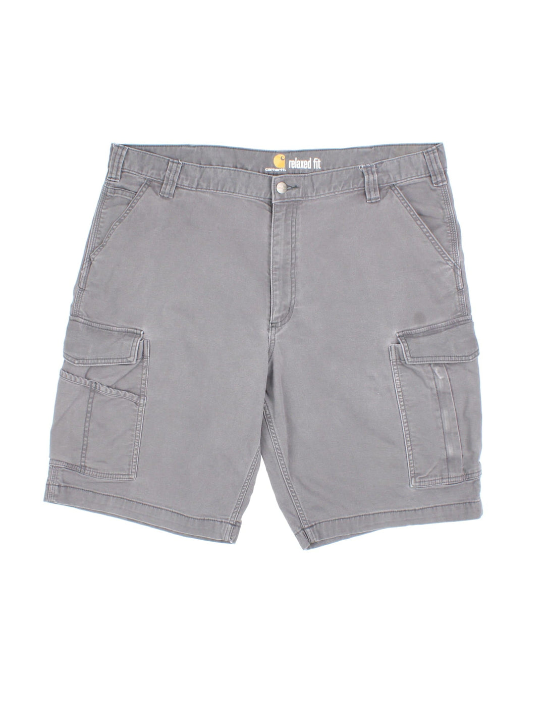 Vintage Carhartt cargo shorts in grey colourway, with side pocket detail and branded patch on back pocket.