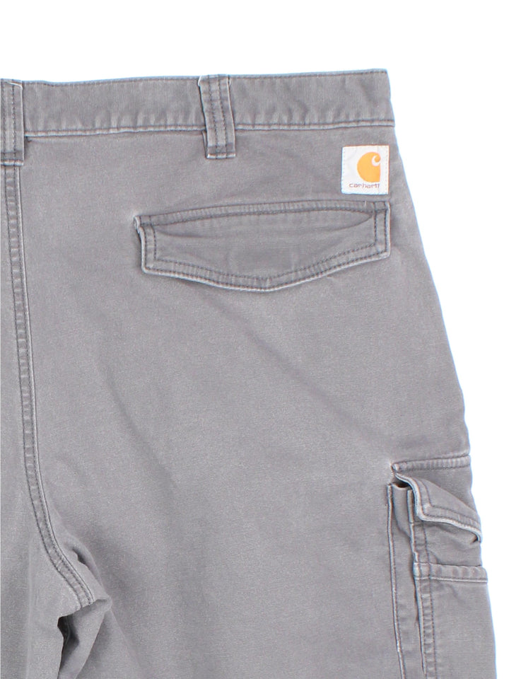 Vintage Carhartt cargo shorts in grey colourway, with side pocket detail and branded patch on back pocket.