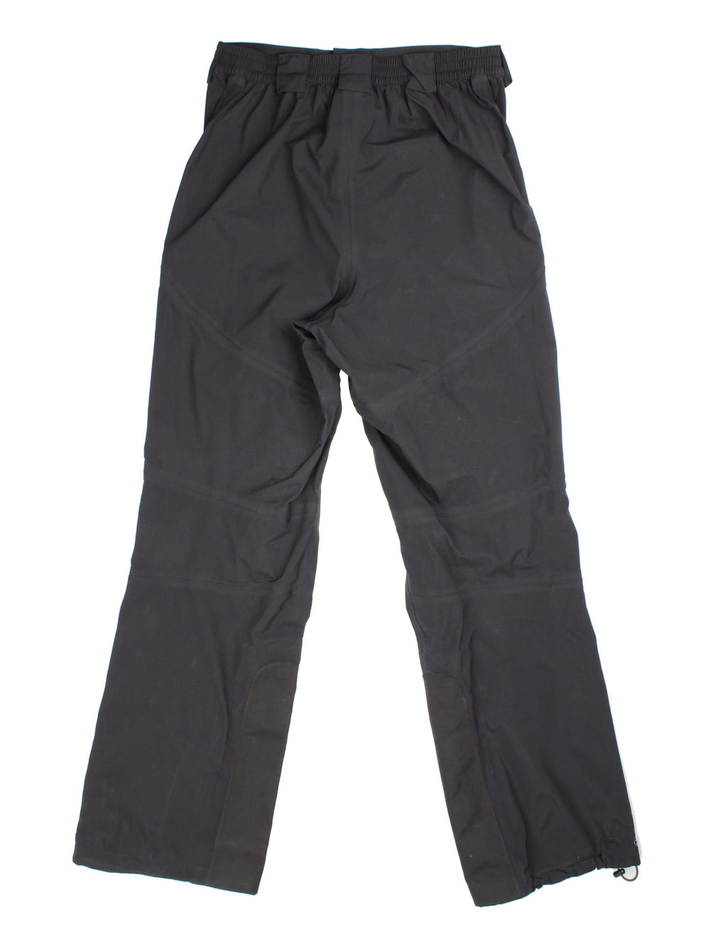 Vintage Rab hydroshell trousers in black colourway. Zip/popper fastening with double way zip down legs. Embroidered logo on front.