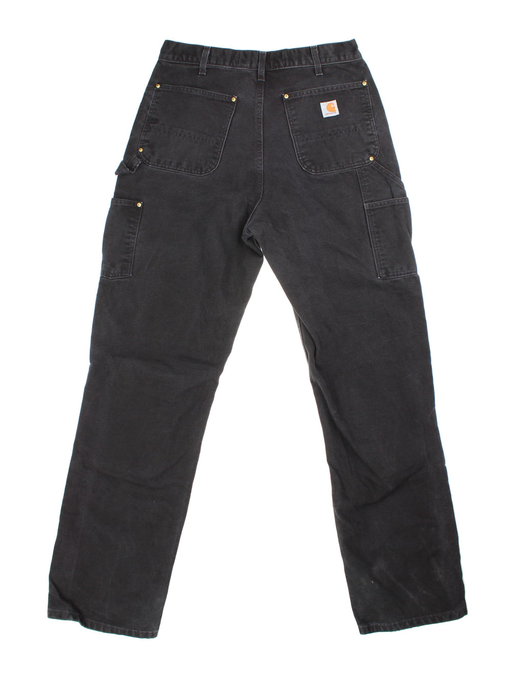 Carhartt Double Knee Jeans in black colourway with multiple pockets and the logo embroidered on the back.