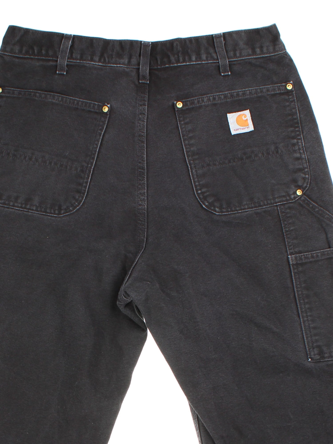 Carhartt Double Knee Jeans in black colourway with multiple pockets and the logo embroidered on the back.