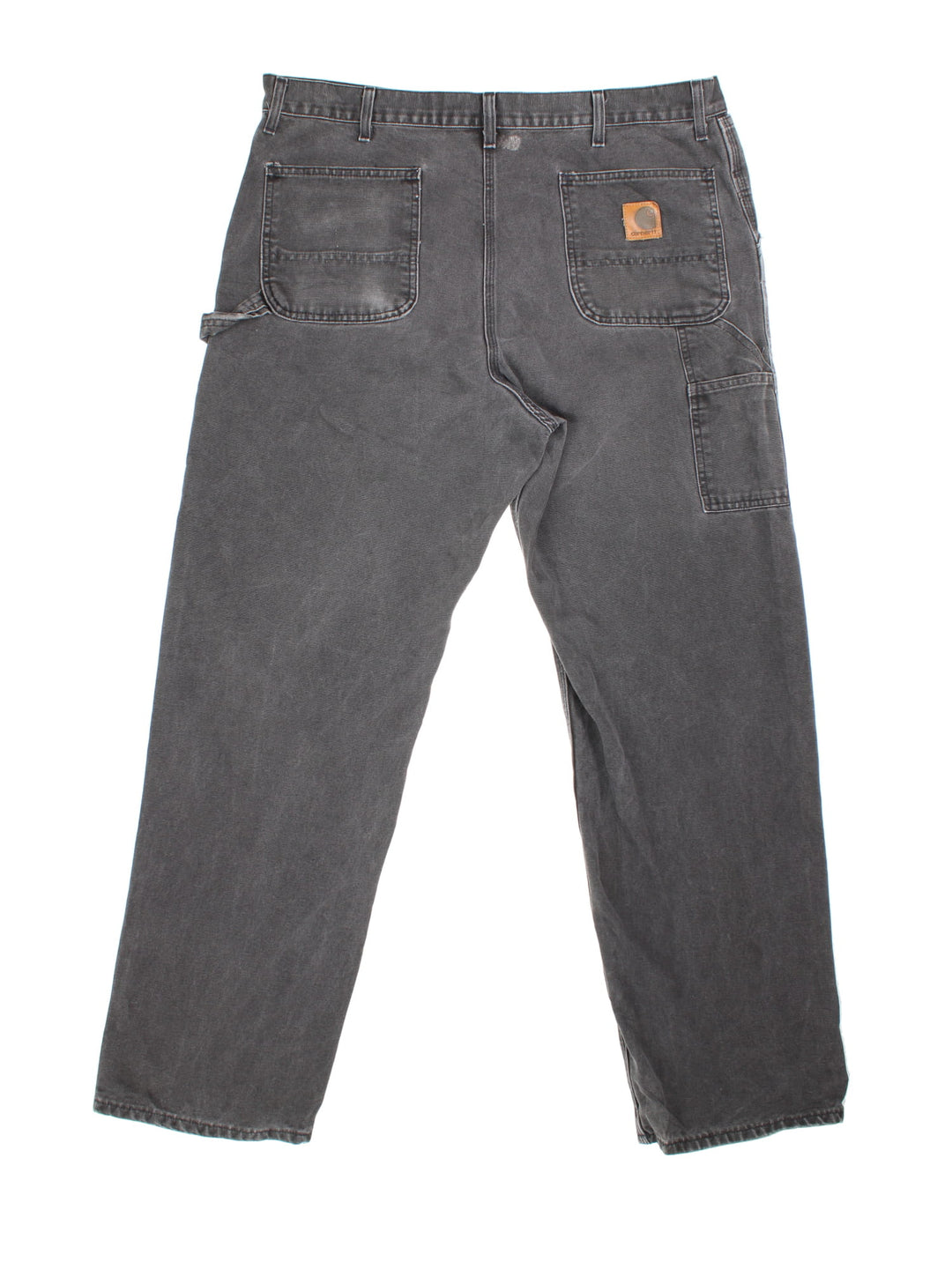 Carhartt Carpenter Jeans in faded grey colourway with multiple pockets and the logo embroidered on the back.