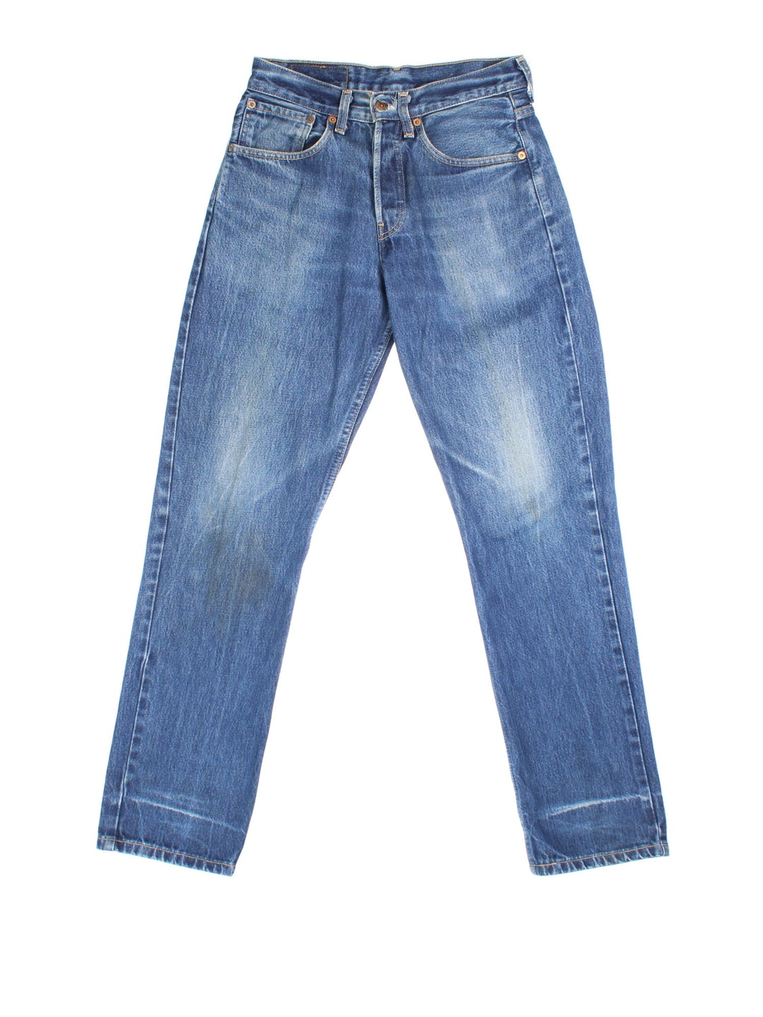 Levi Strauss 582 Jeans in blue colourway. Zip fly fastening with side/back pockets and leather patch branding.