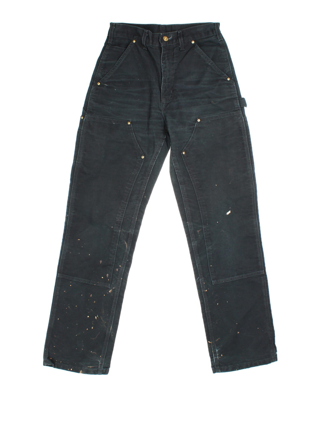 Carhartt Double Knee Jeans in black colourway. Zip fly fastening with multiple pockets and embroidered patch branding.