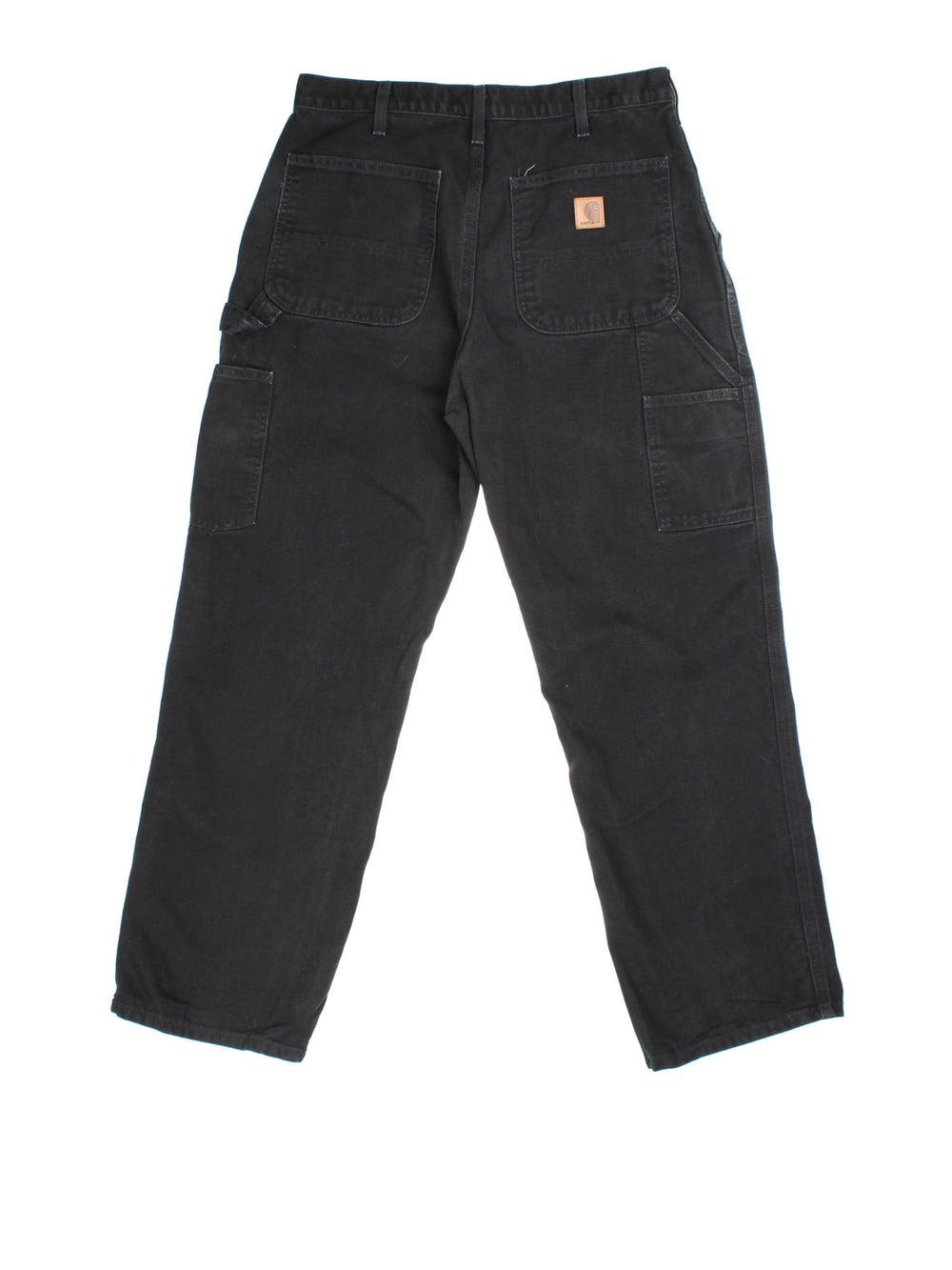 Carhartt Jeans in black colourway. Zip fly fastening with multiple pockets and leather patch branding.