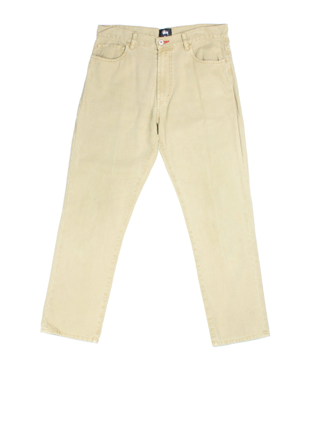 Stussy Jeans in tan colourway. Zip fly fastening with side/back pockets and embroidered branding on back right leg.