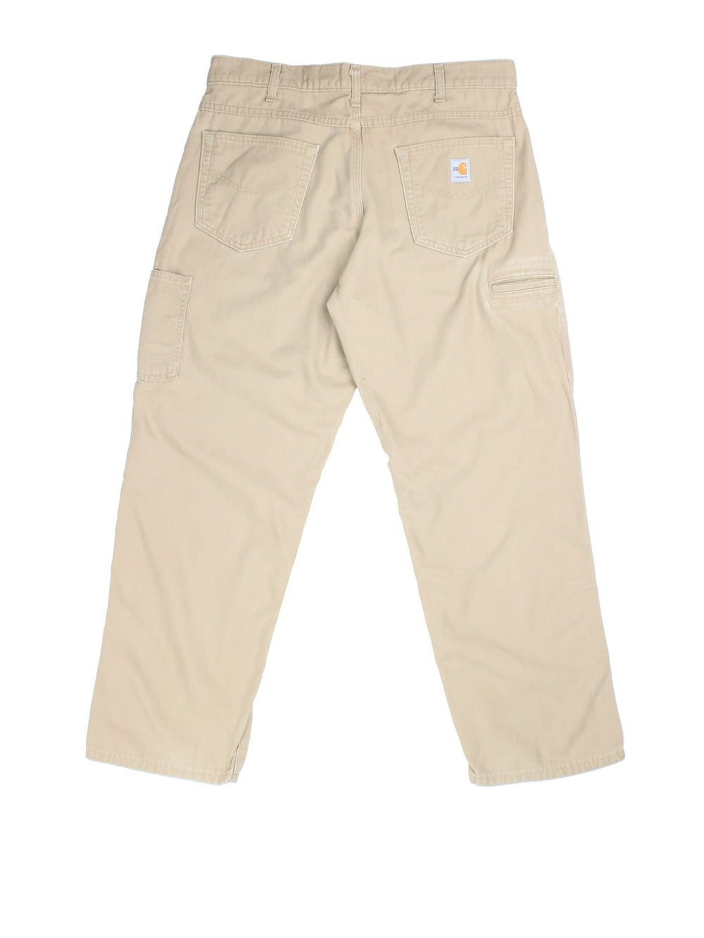 Carhartt Trousers in tan colourway. Zip fly fastening with multiple pockets and embroidered patch branding.