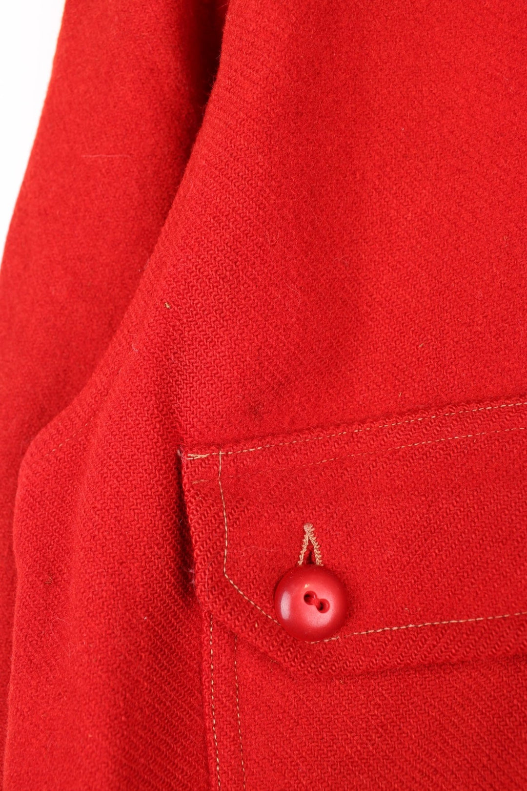 1950's Boy Scouts Jacket in a red colourway, button up with a dagger collar, and has double chest pockets. 