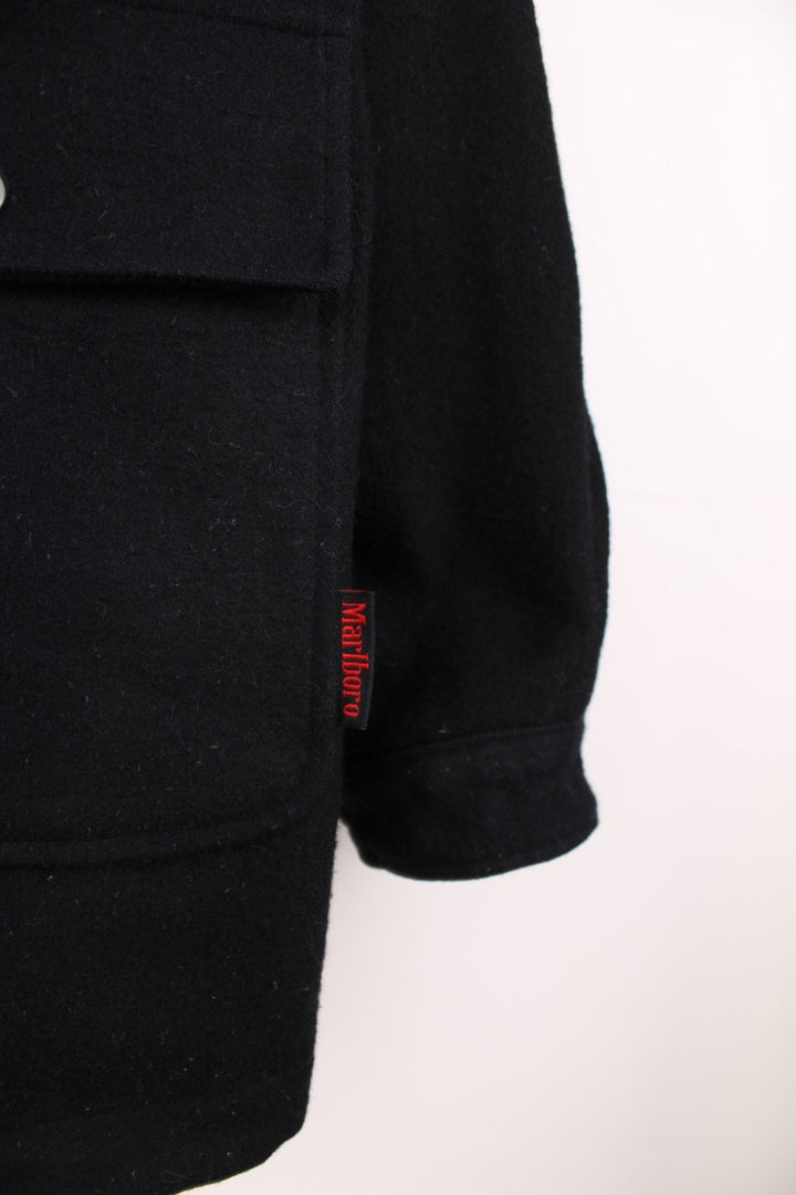 90's Marlboro Reversible Wool Jacket in either a black or red colourway options, zip up with multiple pockets, and has ther logo embroiderd on the side. 