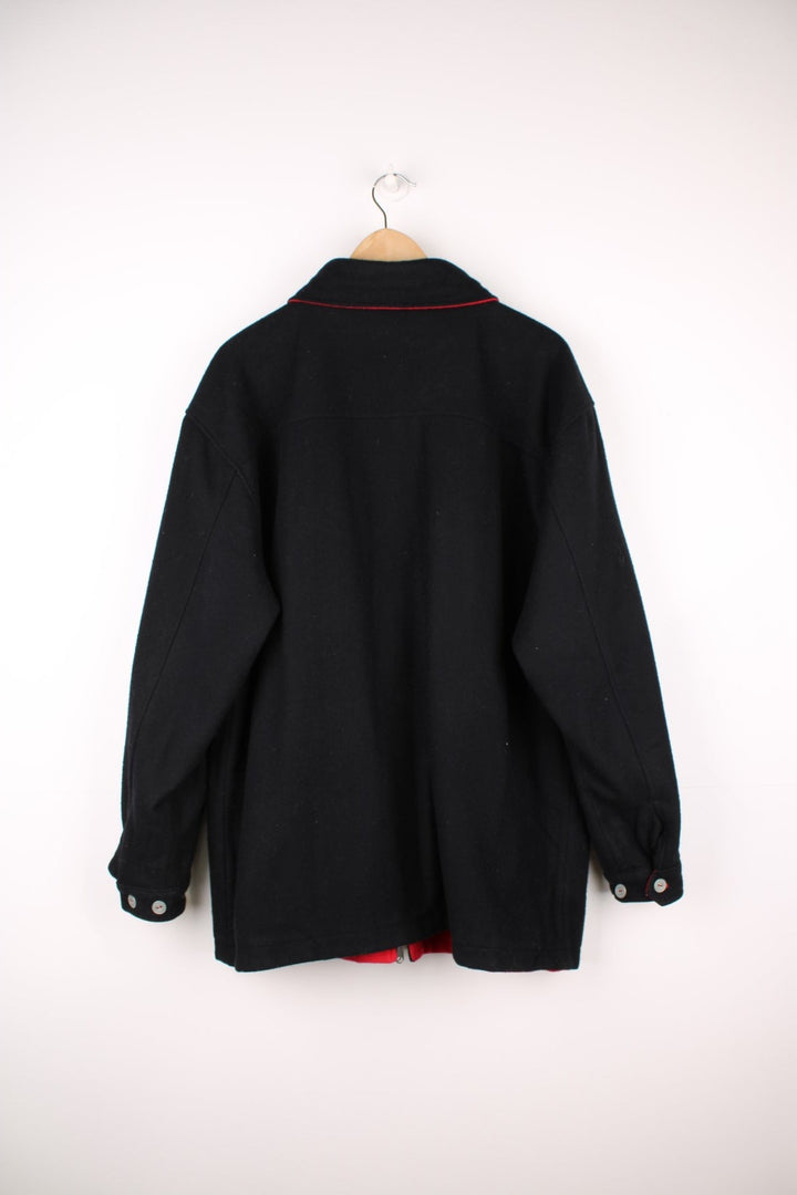 90's Marlboro Reversible Wool Jacket in either a black or red colourway options, zip up with multiple pockets, and has ther logo embroiderd on the side. 