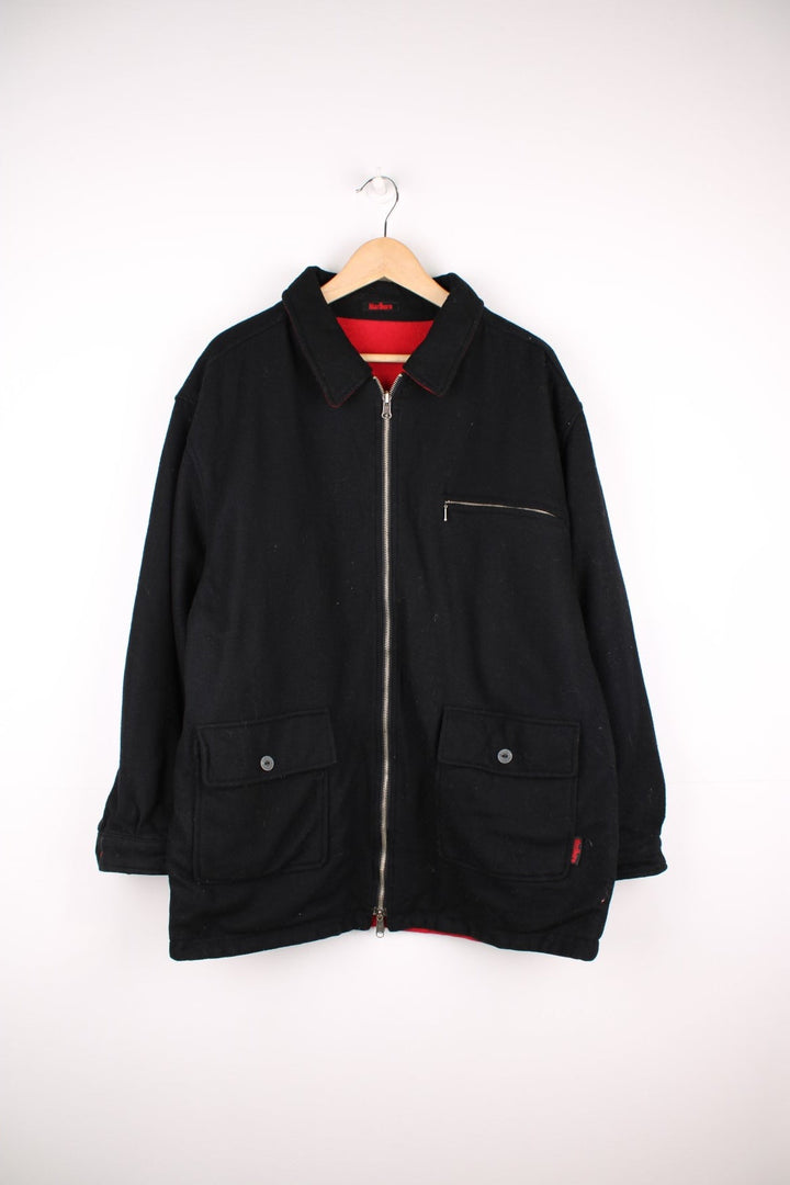 90's Marlboro Reversible Wool Jacket in either a black or red colourway options, zip up with multiple pockets, and has ther logo embroiderd on the side. 