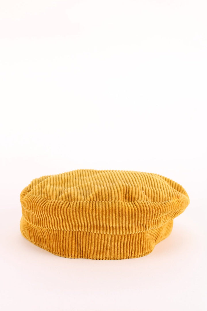 Vintage Burberry Corduroy Baker Boy Hat in a tan colourway.