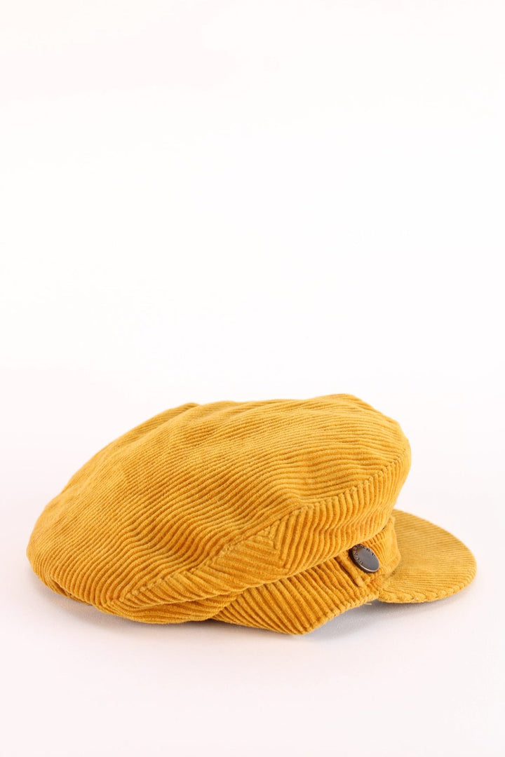 Vintage Burberry Corduroy Baker Boy Hat in a tan colourway.