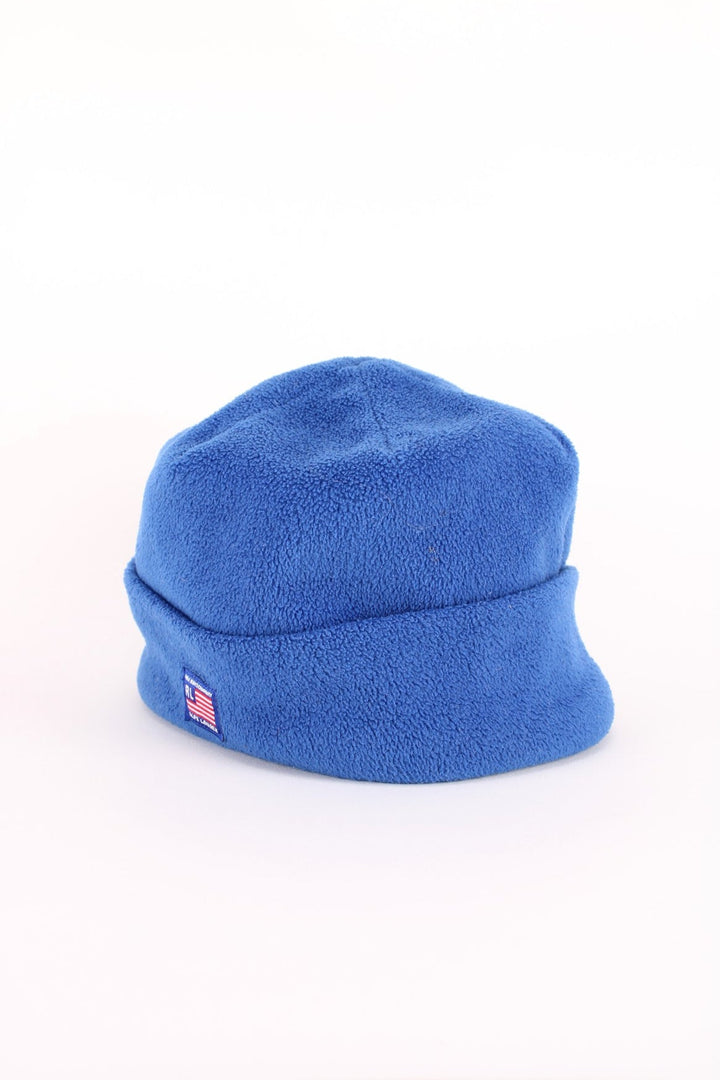 Vintage Ralph Lauren Polo Jeans Co Beanie Hat in a blue colourway with the logo badge embroidered on.