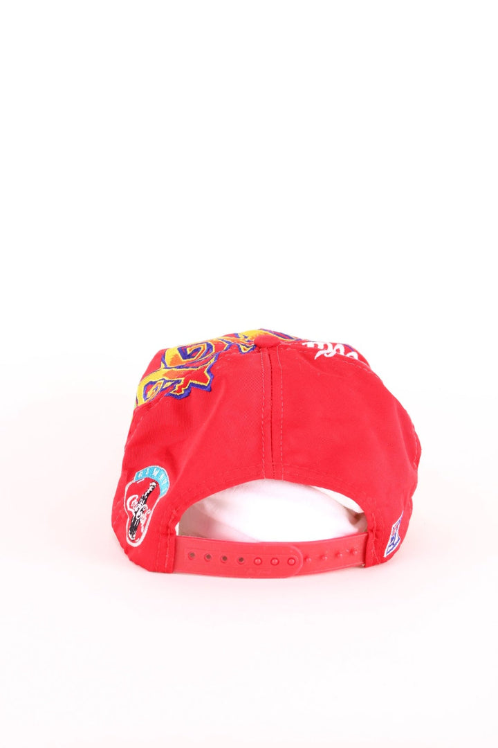 Vintage 90's Coca Cola Red Hot Summer Cap in a red colourway with the spell out and logo embroidered all over, and has a adjustable snapback.