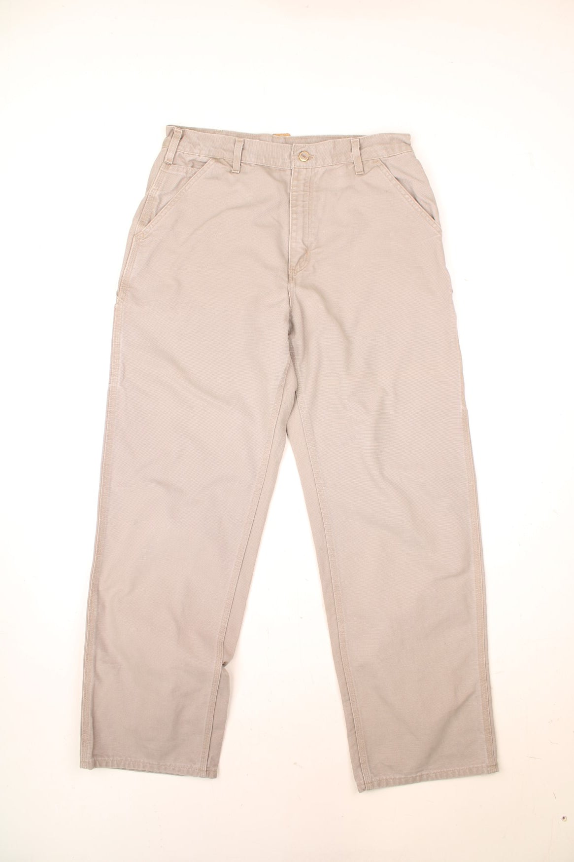 Carhartt Carpenter Jeans in a tanned colourway with multiple pockets and the logo embroidered on the back.