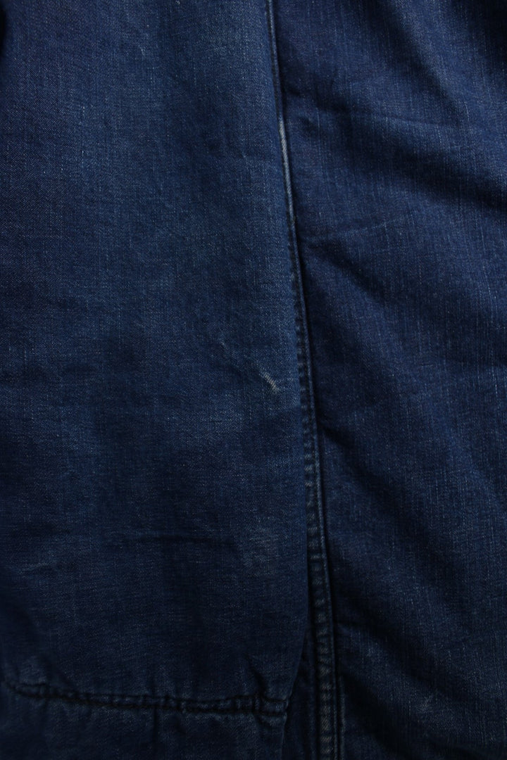 Vintage Carters Chore Workwear Jacket in a blue colourway. Buttons up and has multiple pockets, insulated with a blanket lining, and has a corduroy collar.