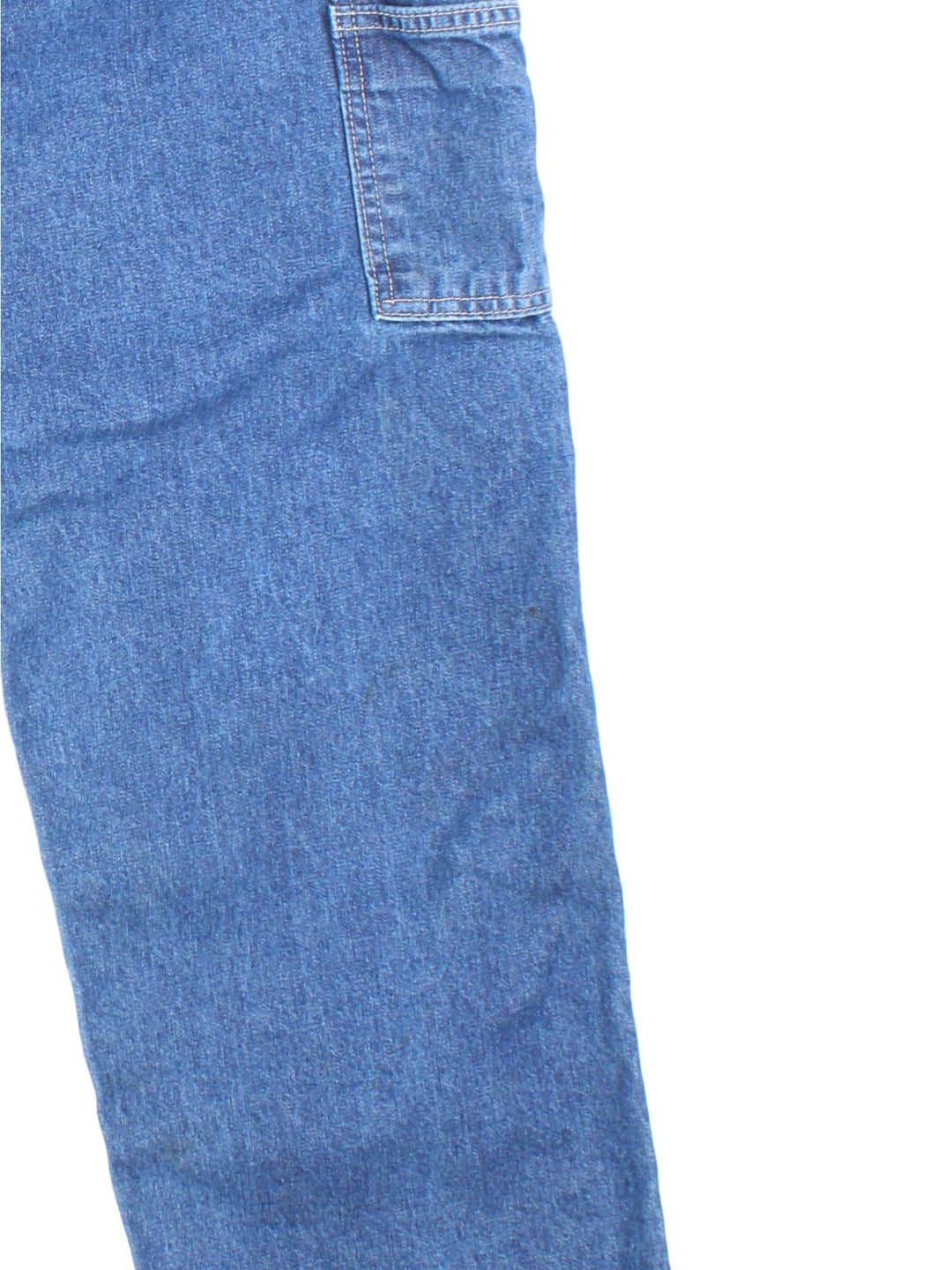 Carhartt Carpenter Jeans in a blue colourway with multiple pockets and the logo embroidered on the back.