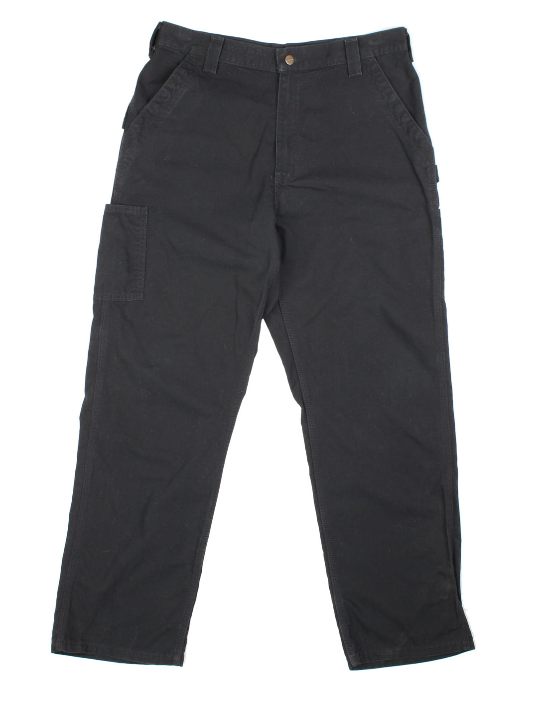 Carhartt Carpenter Jeans in a black colourway with multiple pockets and the logo embroidered on the back.