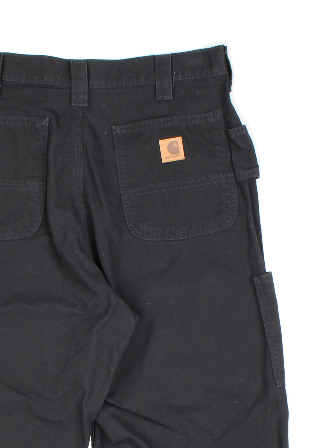 Carhartt Carpenter Jeans in a black colourway with multiple pockets and the logo embroidered on the back.