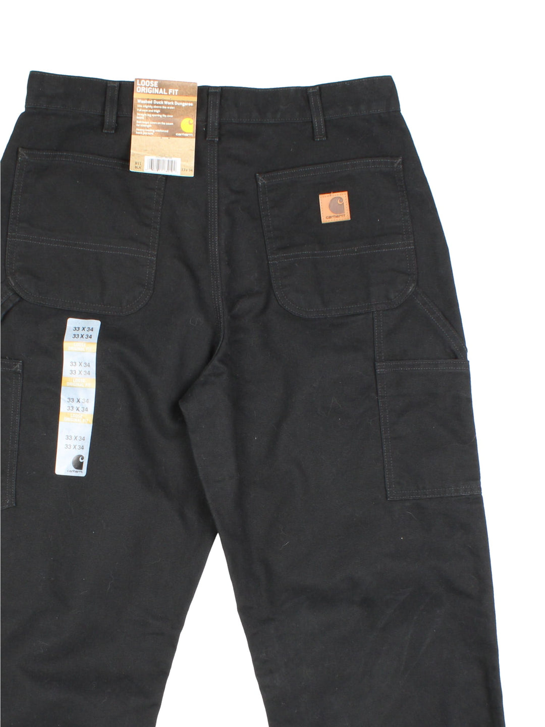 Carhartt Carpenter Jeans in a black colourway with multiple pockets and the logo embroidered on the back, new with tags still on.