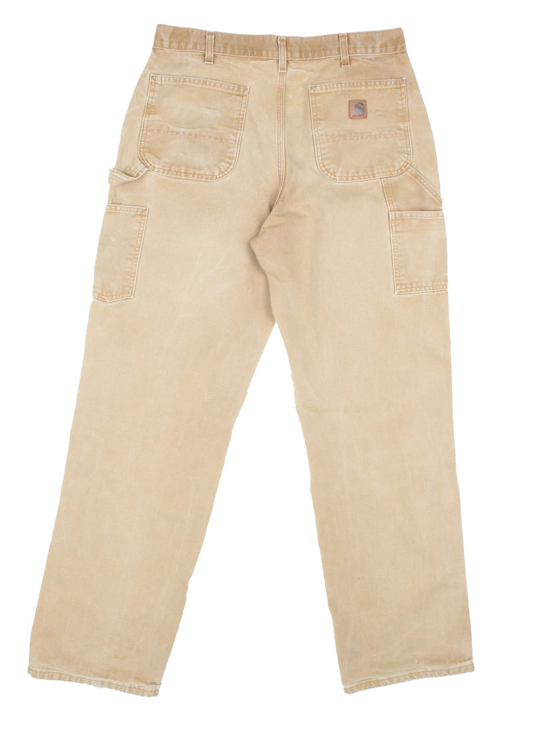 Carhartt Carpenter Jeans in a tan colourway with multiple pockets and the logo embroidered on the back.