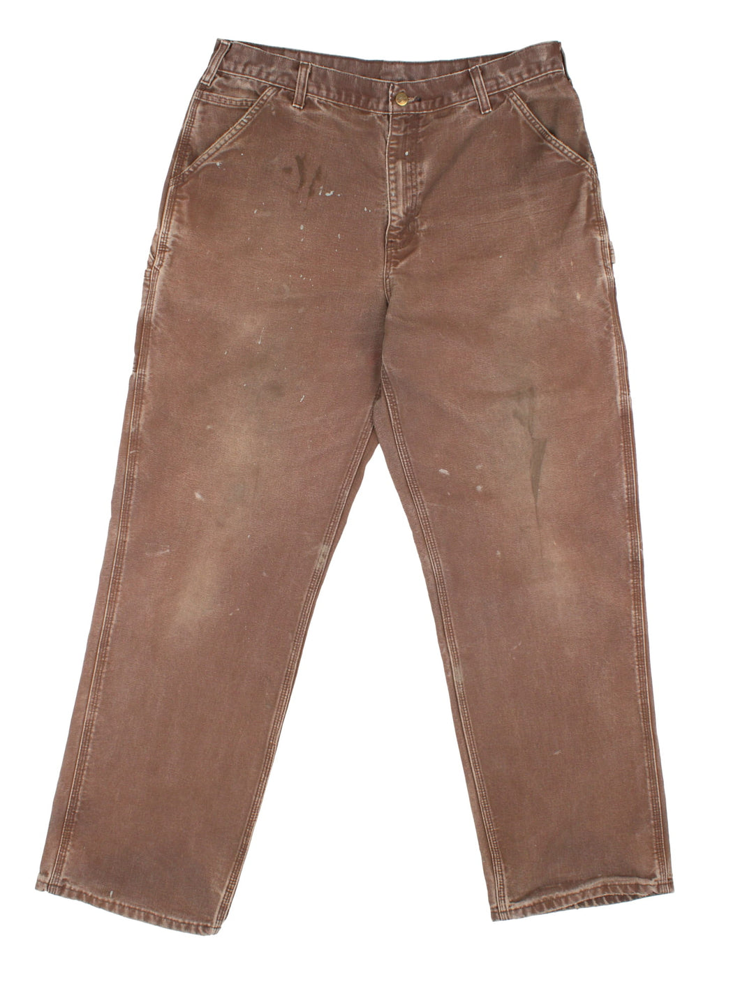 Carhartt Carpenter Jeans in a brown colourway with multiple pockets and the logo embroidered on the back.