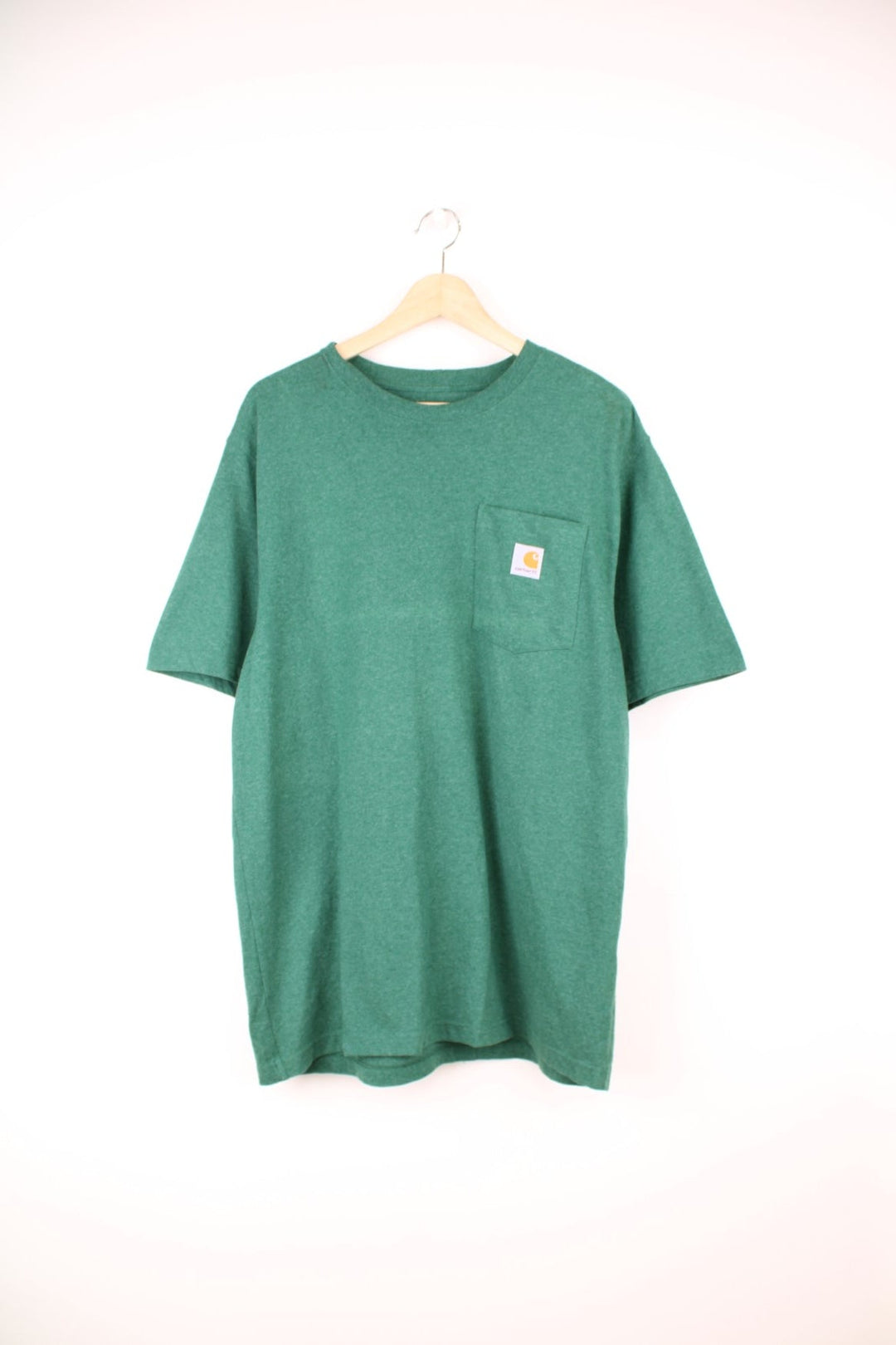 Green Carhartt Loose Fit T-Shirt with chest pocket and embroidered logo.