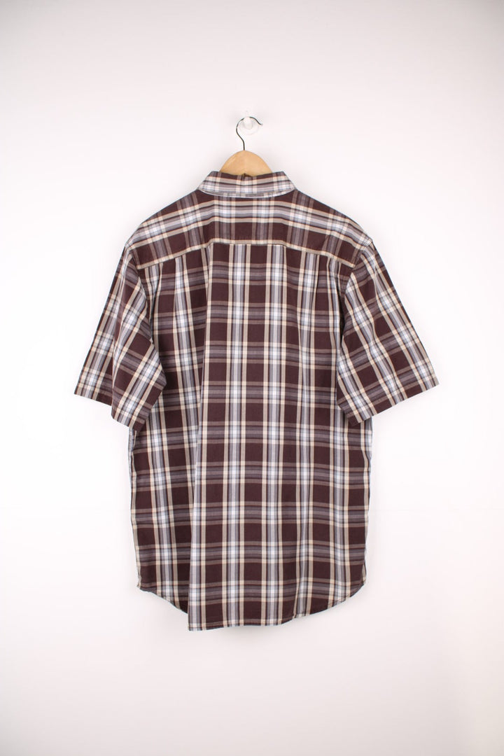 Carhartt relaxed fit brown plaid button up cotton shirt 