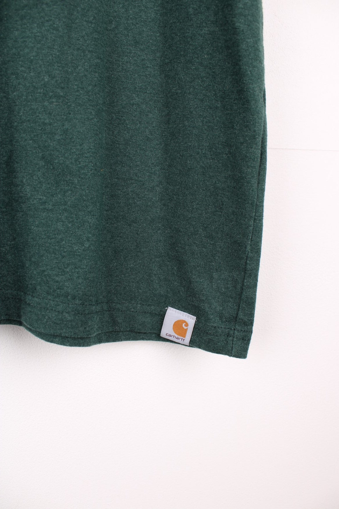 Carhartt green original fit t-shirt with orange spell-out graphic on the front