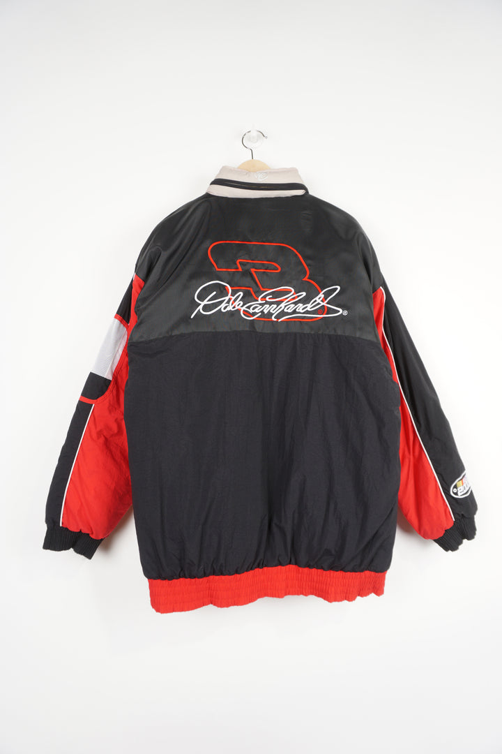 Nascar #3 Dale Earnhardt zip through padded coat by Chase Authentics , features foldaway hood and embroidered logo on the front and back