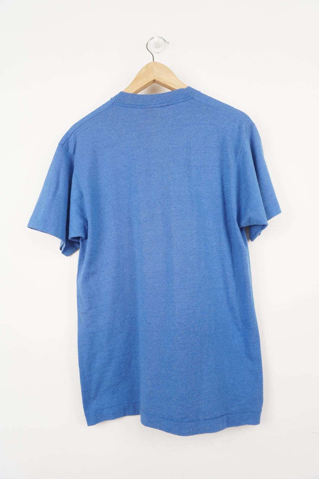 Vintage 1980/90's all blue 'Boston Massachusetts' single stitch, spell-out t-shirt with raised lettering 