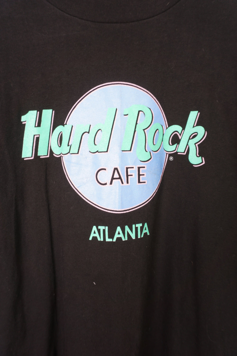 Vintage Hard Rock Cafe Atlanta black t-shirt with spell-out logo on the chest and single stitch sleeves